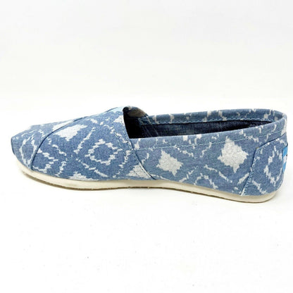 Toms Classics Blue Geometric Ikat Womens Slip On Casual Canvas Flat Shoes