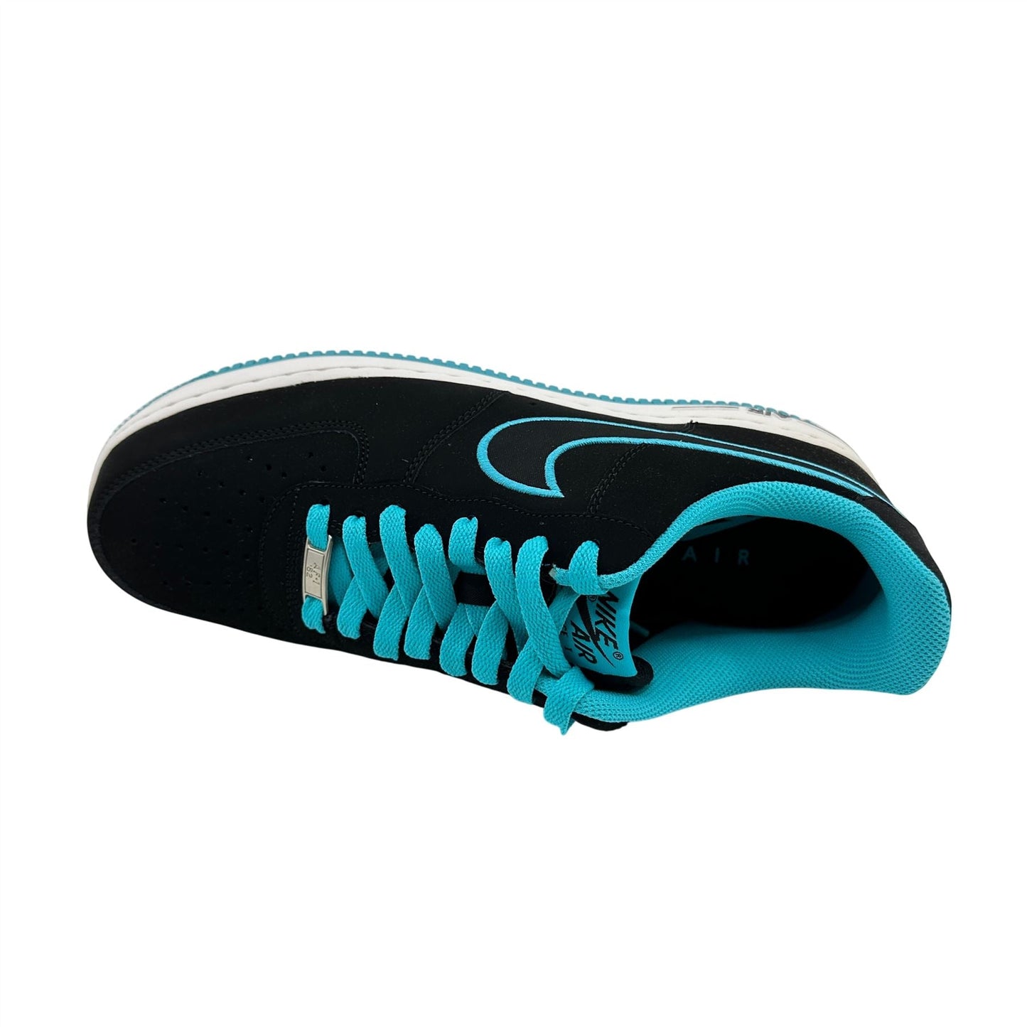 Nike Air Force 1 Black Turquoise Blue Mens Athletic Sneaker