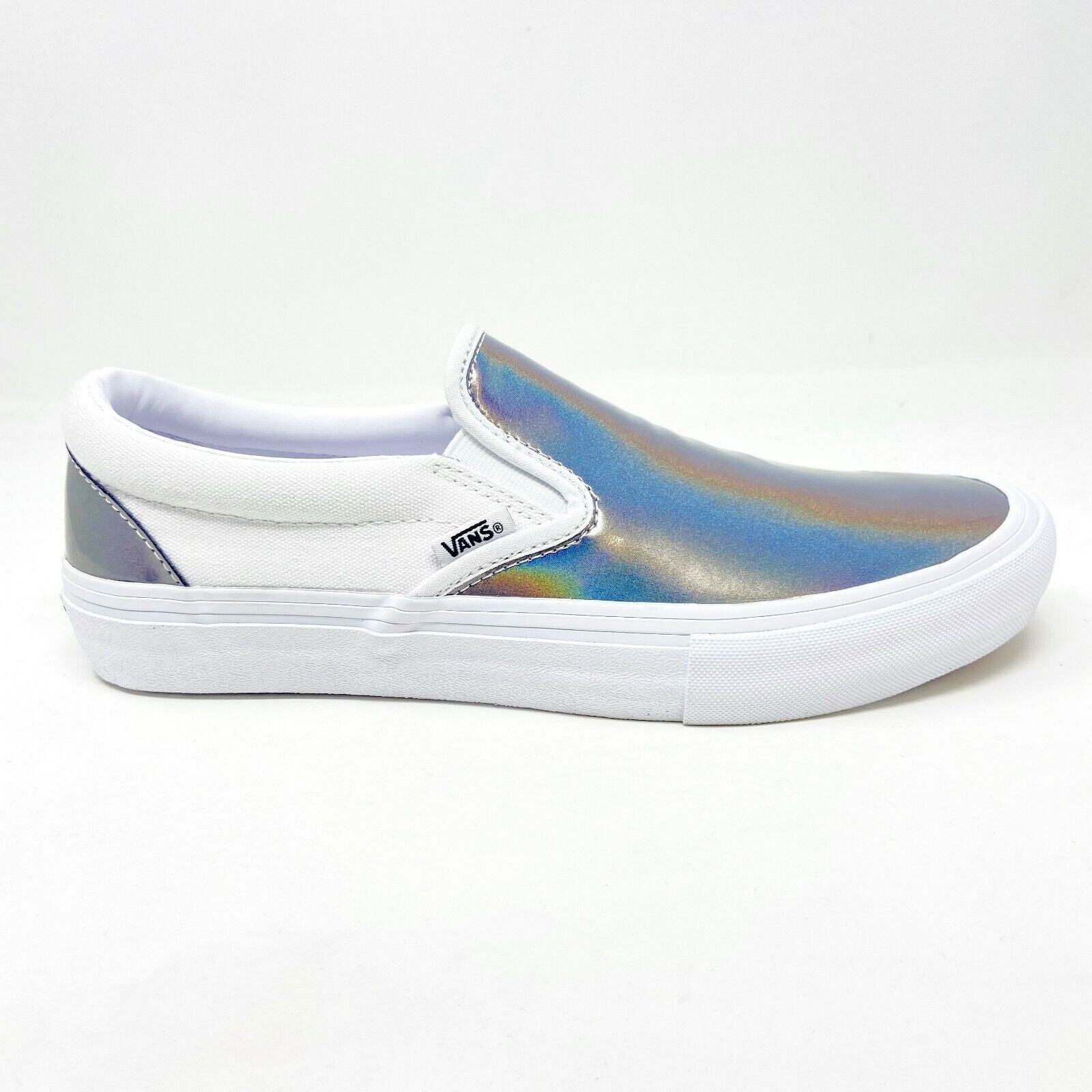 Vans Slip On Pro (Iridescent) Silver True White Womens Laceless Shoes Sneakers