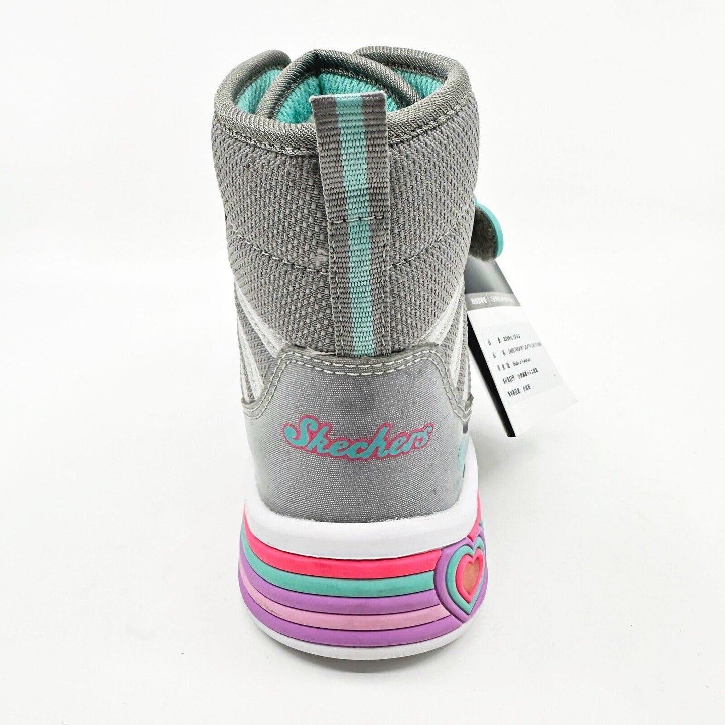 Skechers S Lights Sweetheart Lights Love To Shine Gray Aqua Kids Girls Size 11