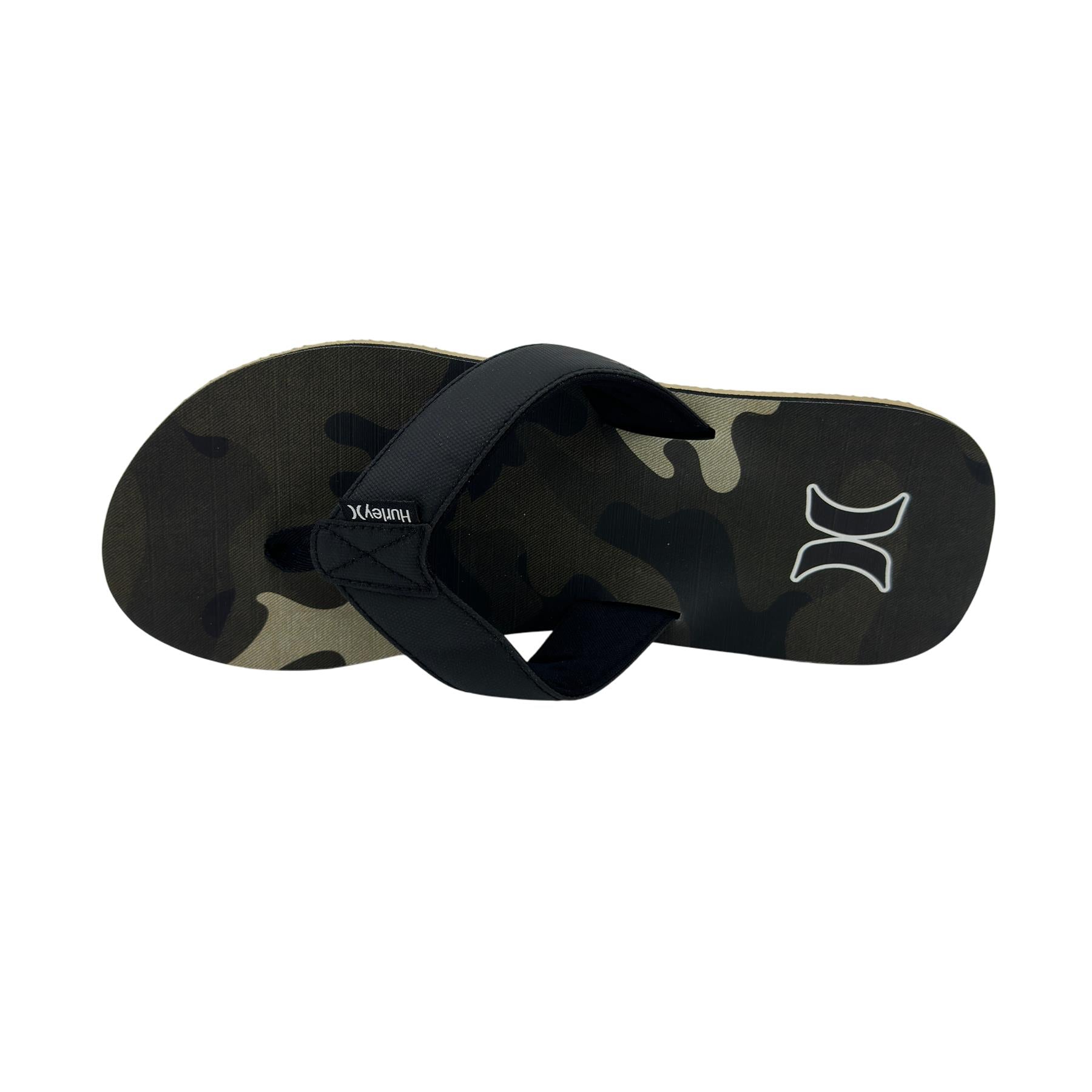 Hurley Logo Olive Camo Black Mens Sandal Pool Beach Flip Flop