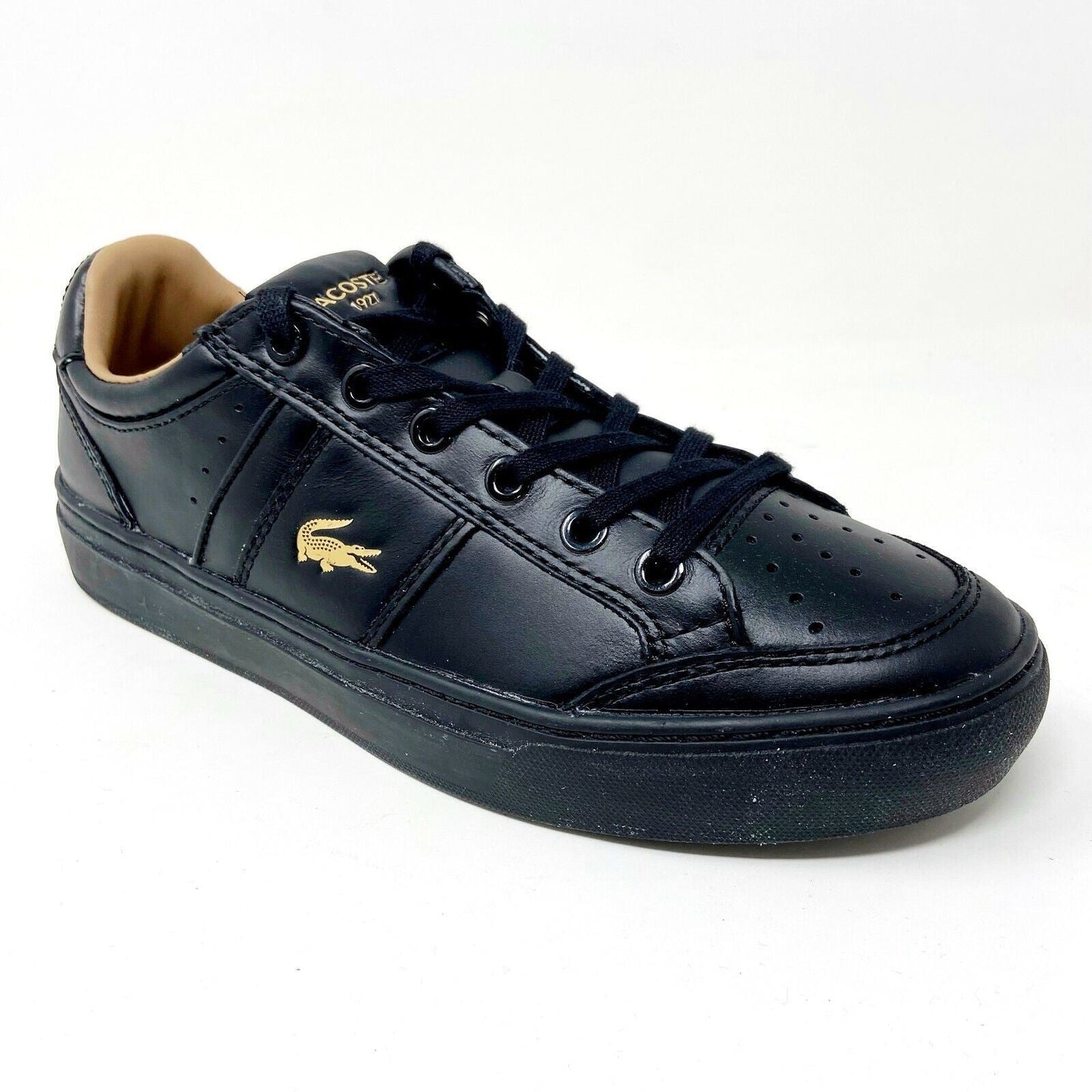 Lacoste Courtline 120 1 US CMA Leather Synthetic Black Mens Size 7 Sneakers