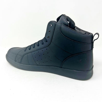 Clae Russell Coated Black Leather Mens Premium Mid Casual Sneakers