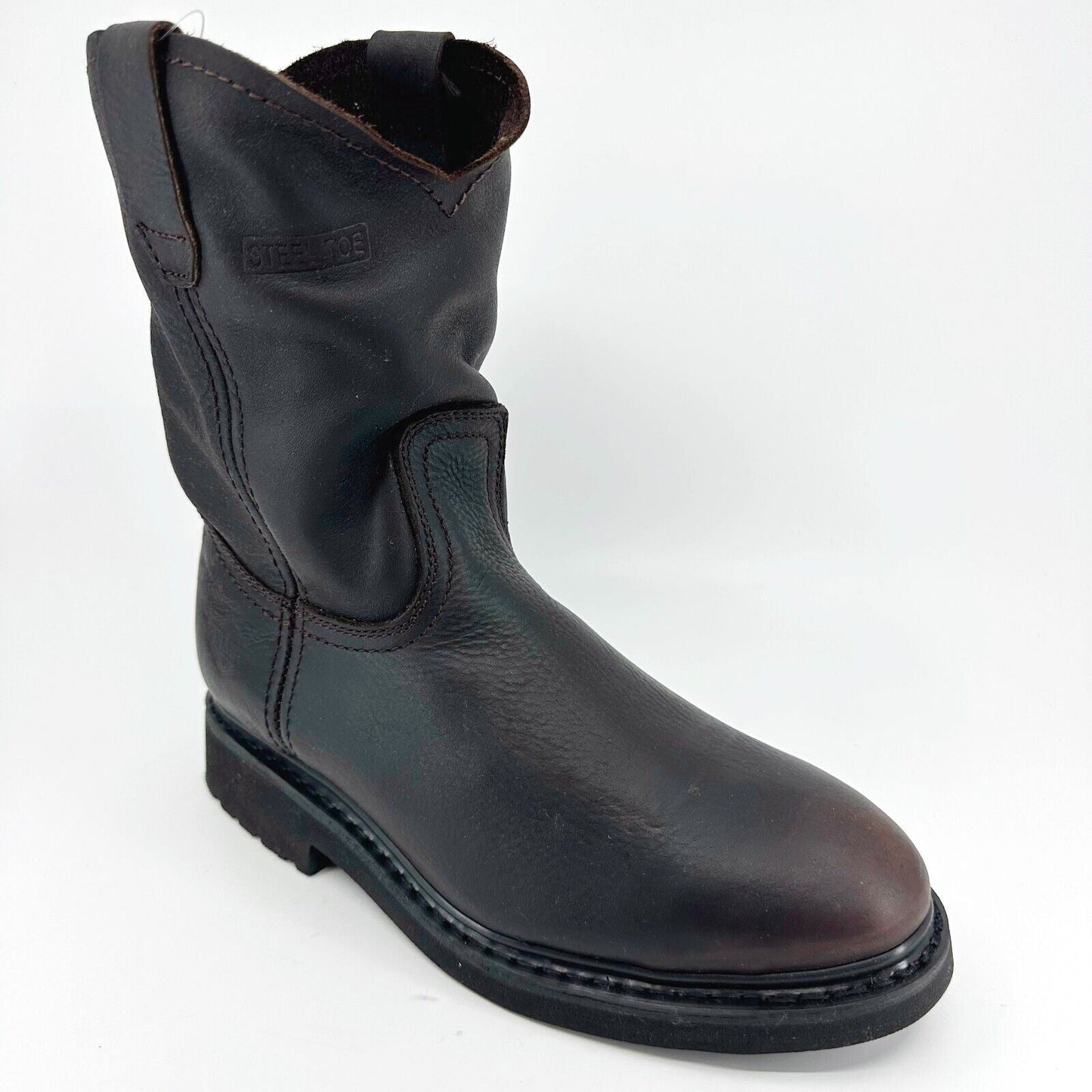 Bonanza 10" Wellington Goodyear Welt Brown Leather Mens Steel Toe Boots BAT107