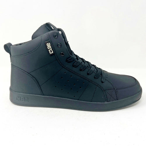 Clae Russell Coated Black Leather Mens Premium Mid Casual Sneakers
