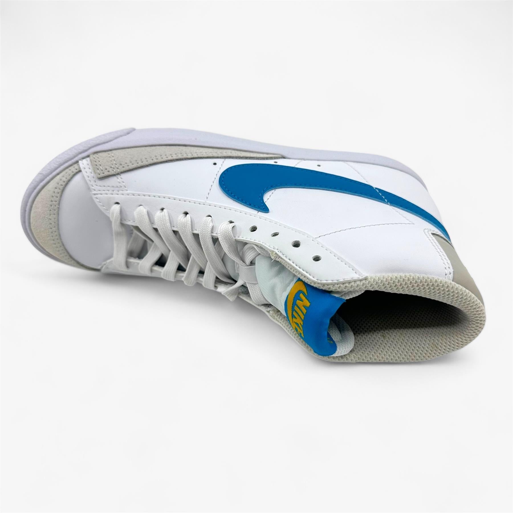 Nike Blazer Mid '77 (GS) White Laser Blue Yellow Ochre Kids Athletic Sneaker