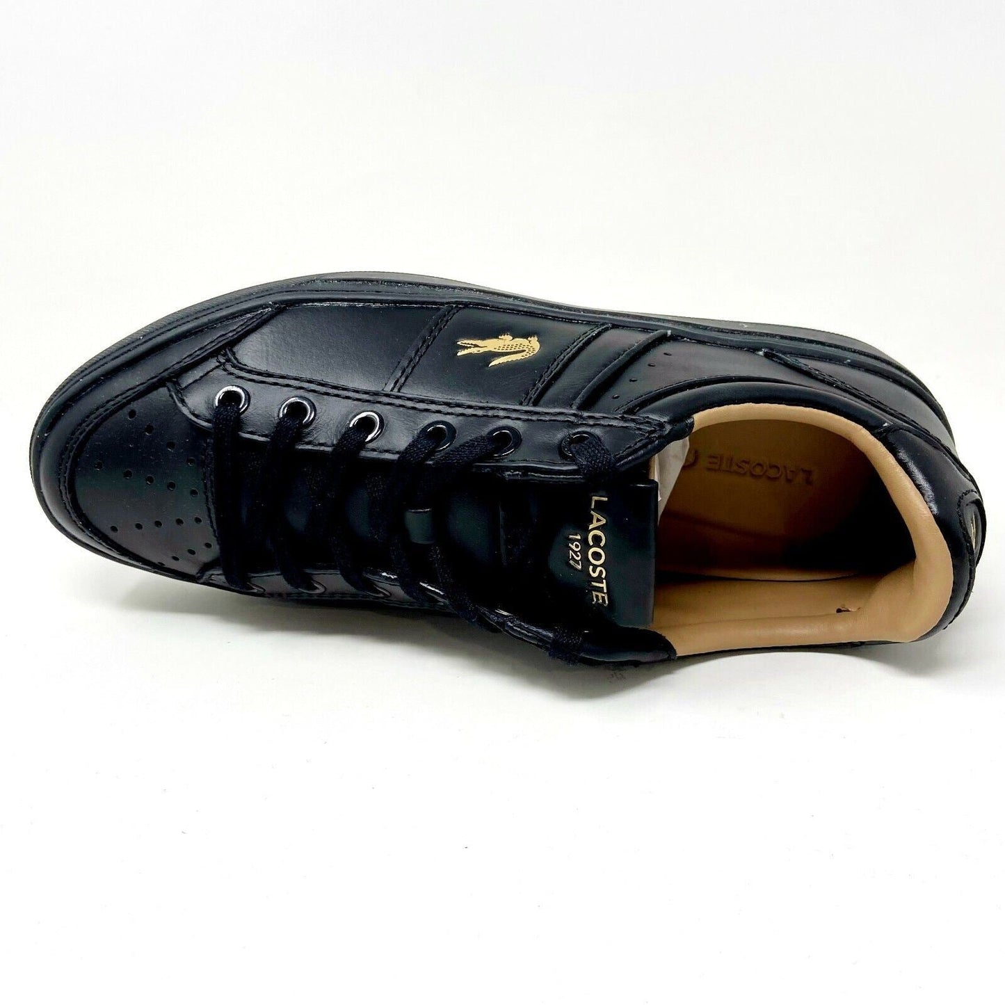 Lacoste Courtline 120 1 US CMA Leather Synthetic Black Mens Size 7 Sneakers