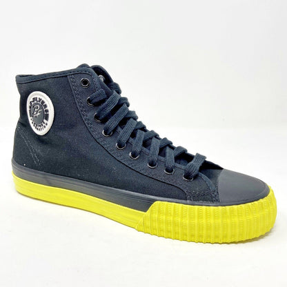PF Flyers Center Hi Black Yellow Womens Retro Casual Shoes PM12OH1T
