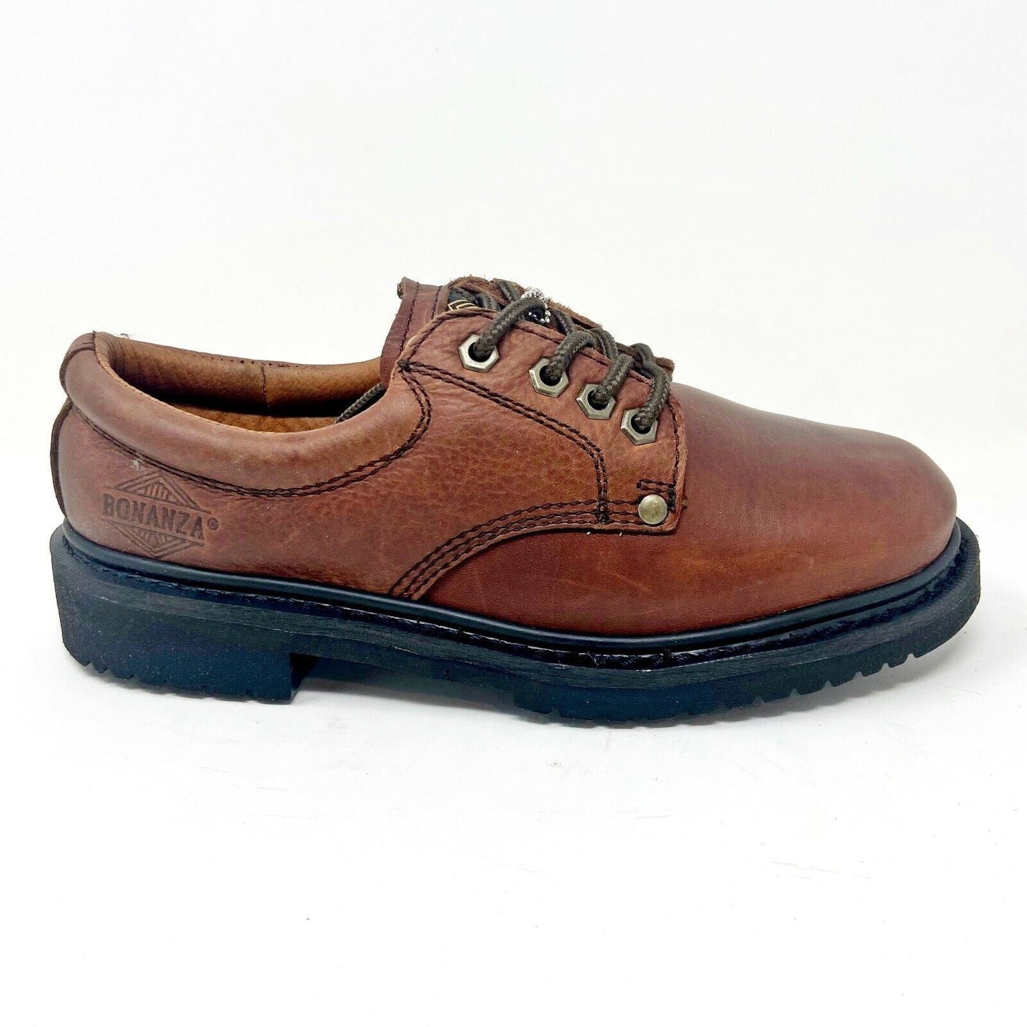 Bonanza Brown Black Leather Mens Slip Resistant Work Low Top Boots BA415