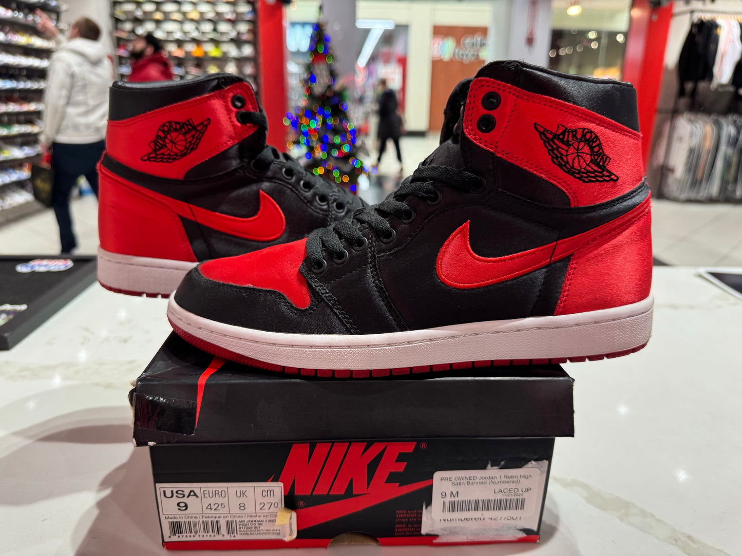 PRE OWNED Jordan 1 Retro High Satin Banned (Numbered)