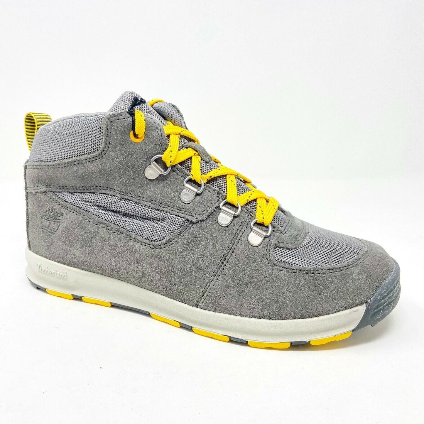 Timberland Earthkeeper GT Scramble Mid Nubuck Gray Yellow Kids Boots 4893R