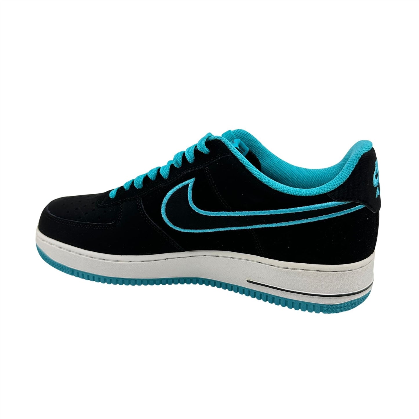 Nike Air Force 1 Black Turquoise Blue Mens Athletic Sneaker