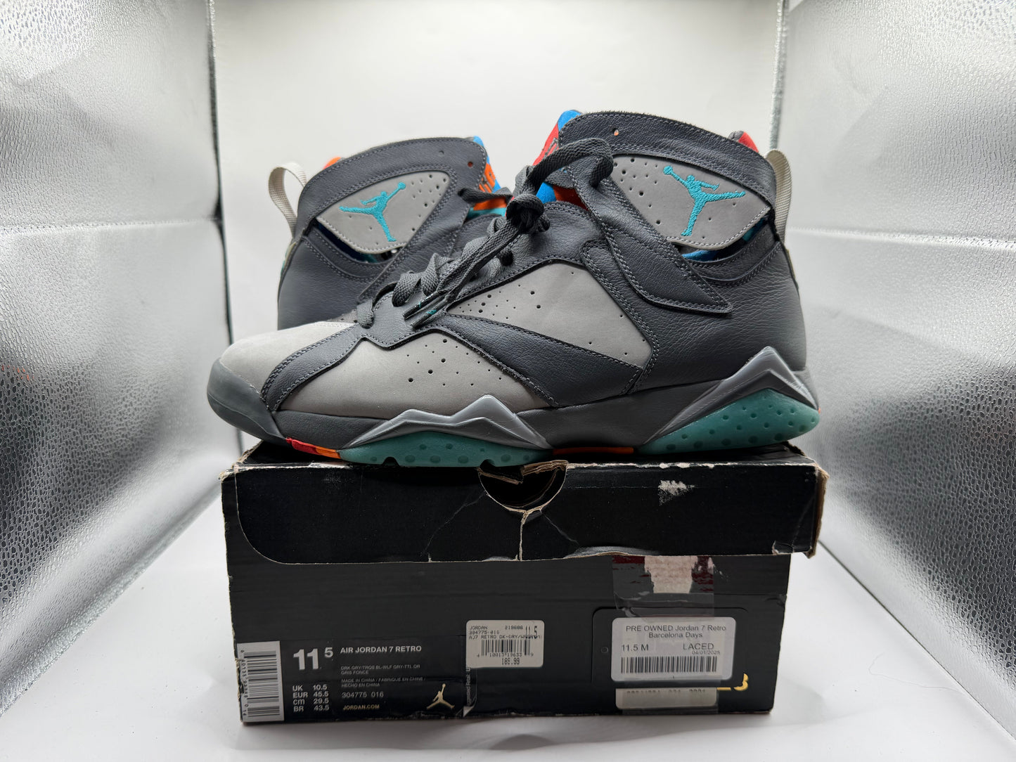 PRE OWNED Jordan 7 Retro Barcelona Days
