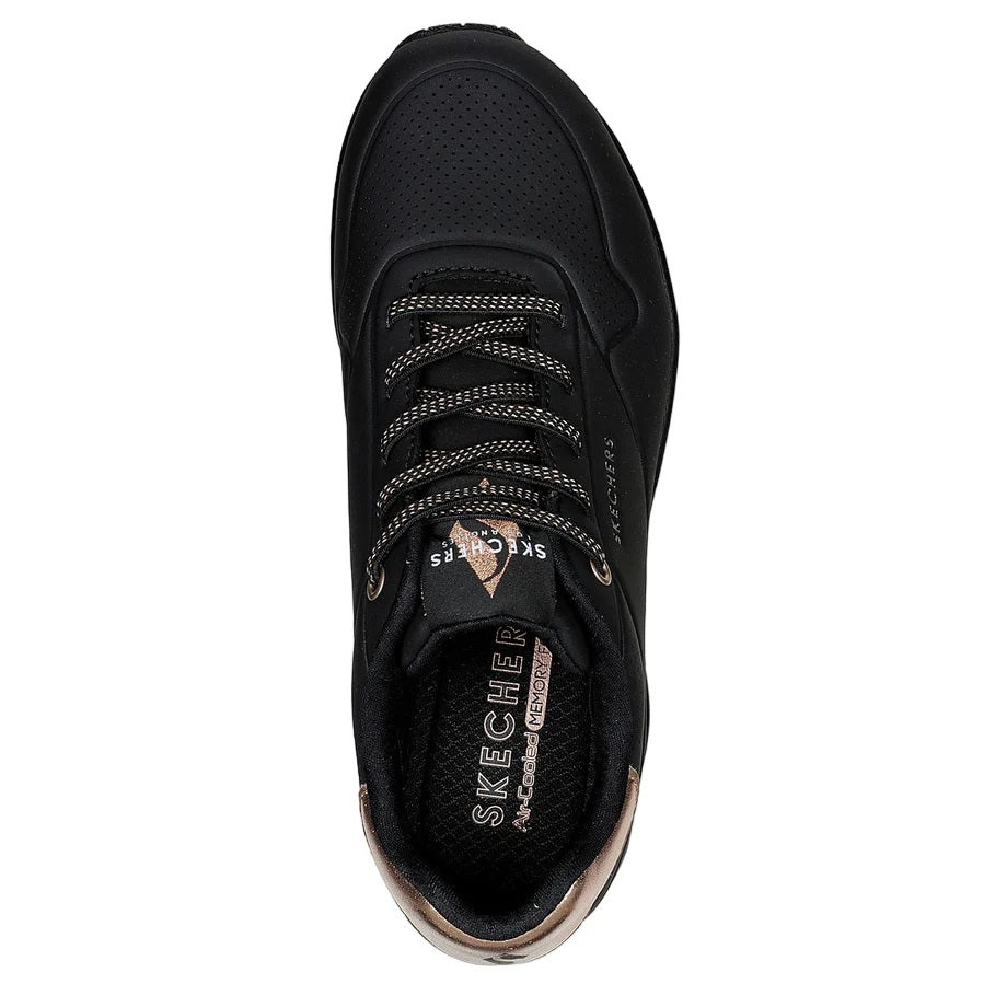 Women's Wide Fit Skechers Uno 155196W Shimmer Away Trainers