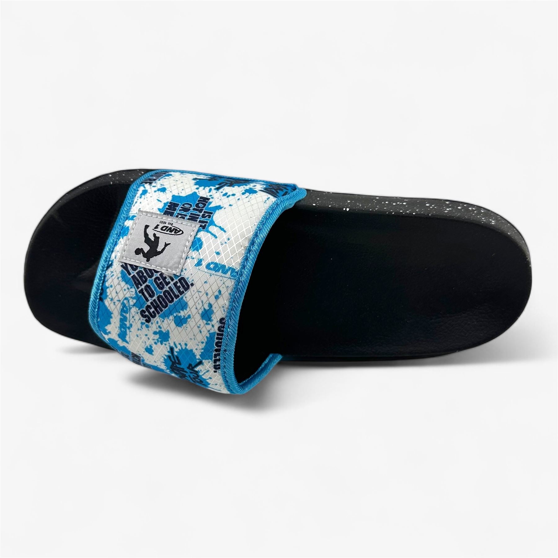 AND1 Shatter Black Light Blue White Mens Sandal Slide