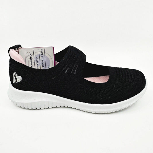Skechers Ultra Flex Sitten Sweet Black Kids Girls Sneakers