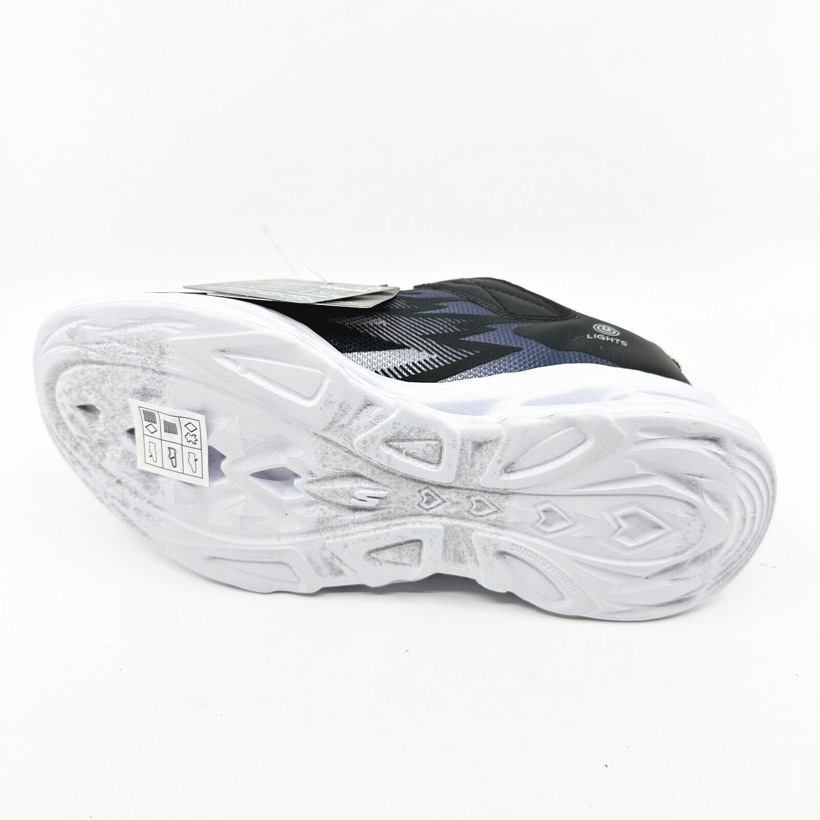 Skechers S Lights Vortex Flash Zovix Black Gray Kids Boys Size 1 Sneakers