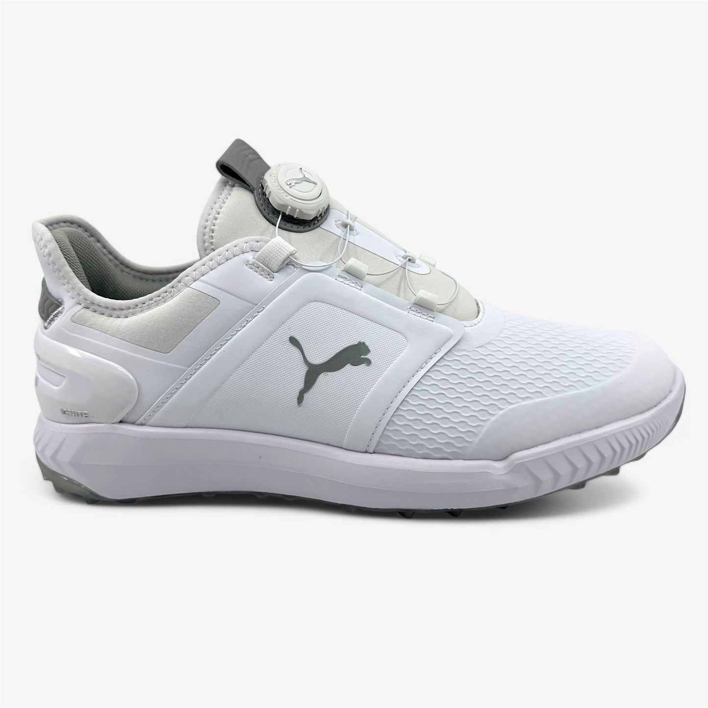 PUMA Ignite Elevate Disc White Silver Mens Waterproof Golf Shoes
