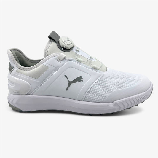 PUMA Ignite Elevate Disc White Silver Mens Waterproof Golf Shoes