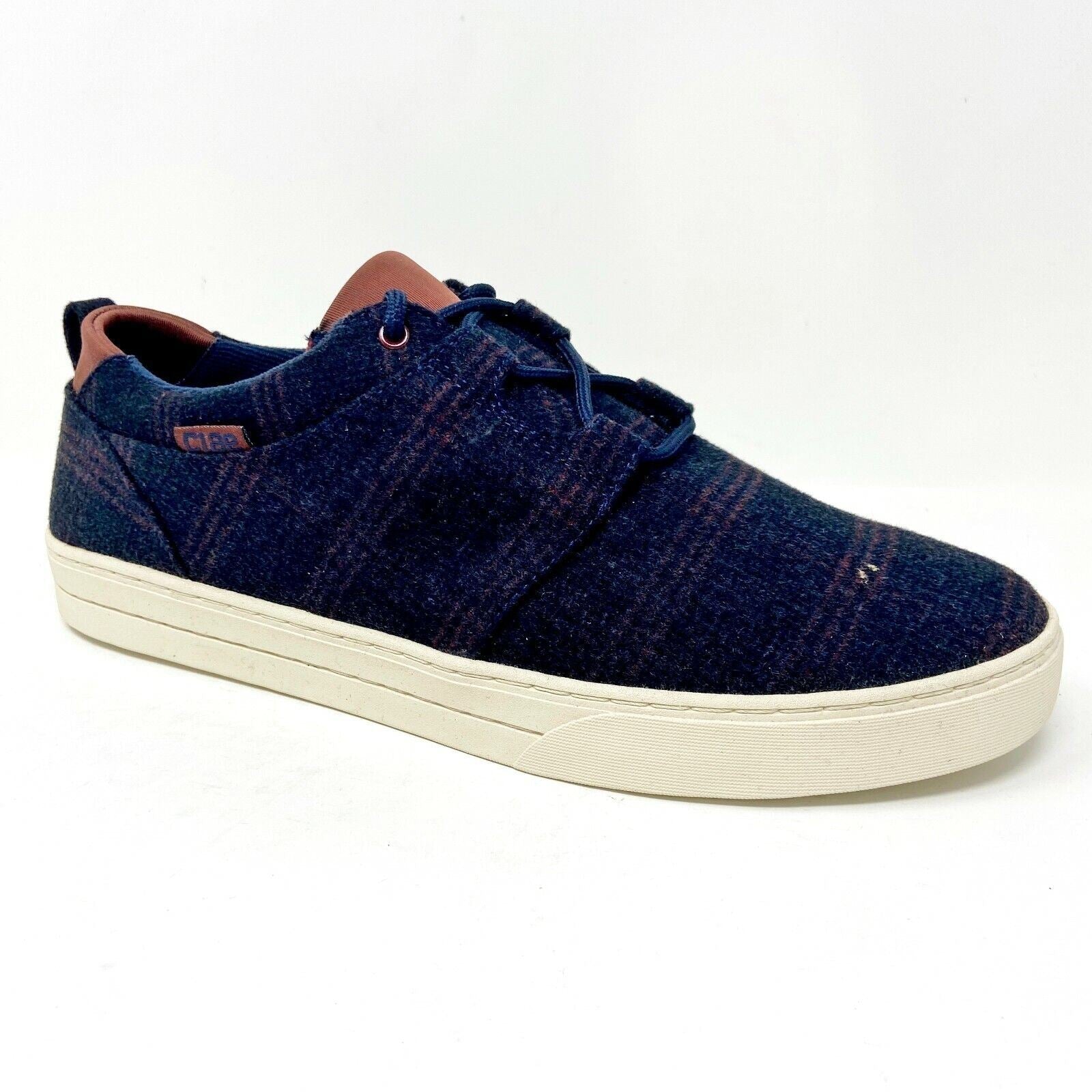Clae Newman Deep Navy Plaid Mens Premium Casual Sneakers