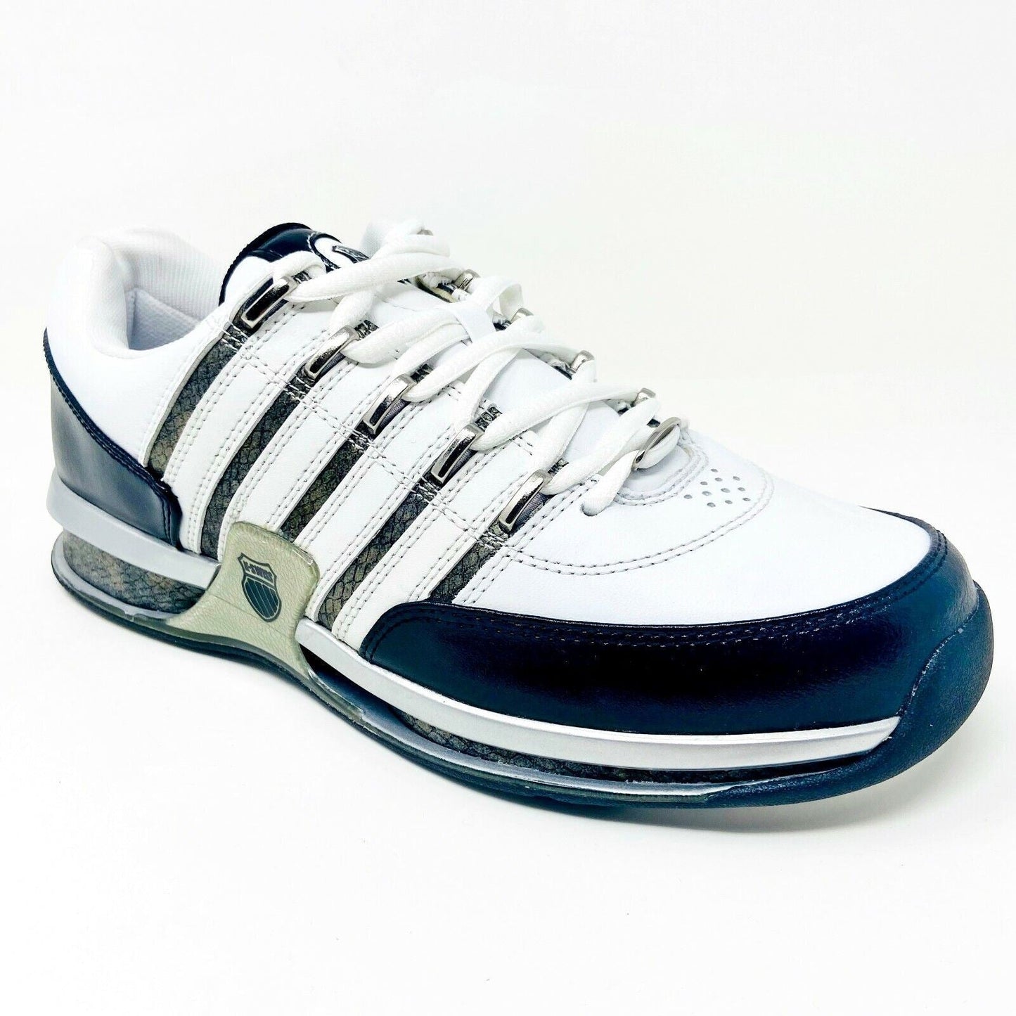K-Swiss Appian White Black Platinum Mens Size 8 Casual Sneakers 01362179