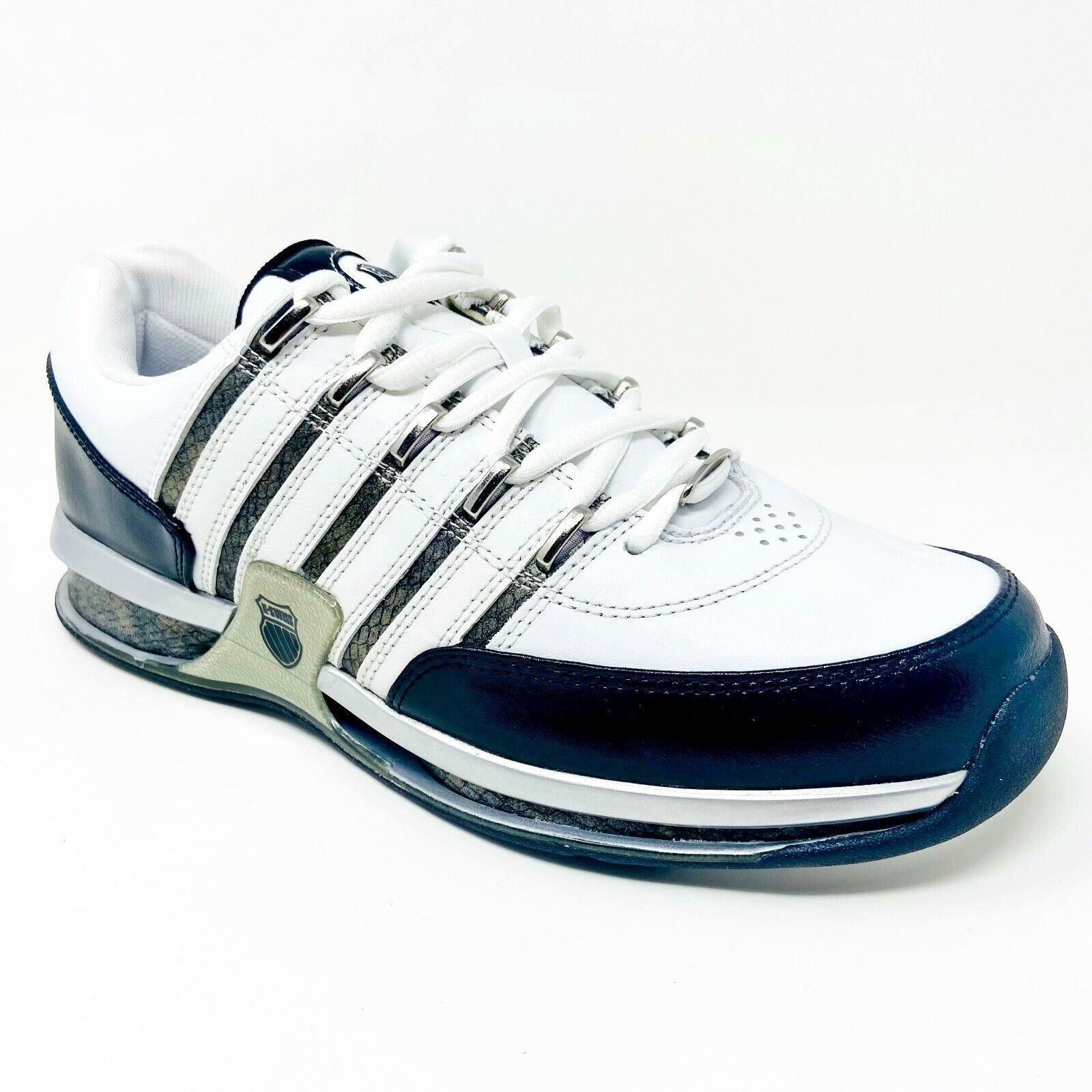 K-Swiss Appian White Black Platinum Mens Size 8 Casual Sneakers 01362179