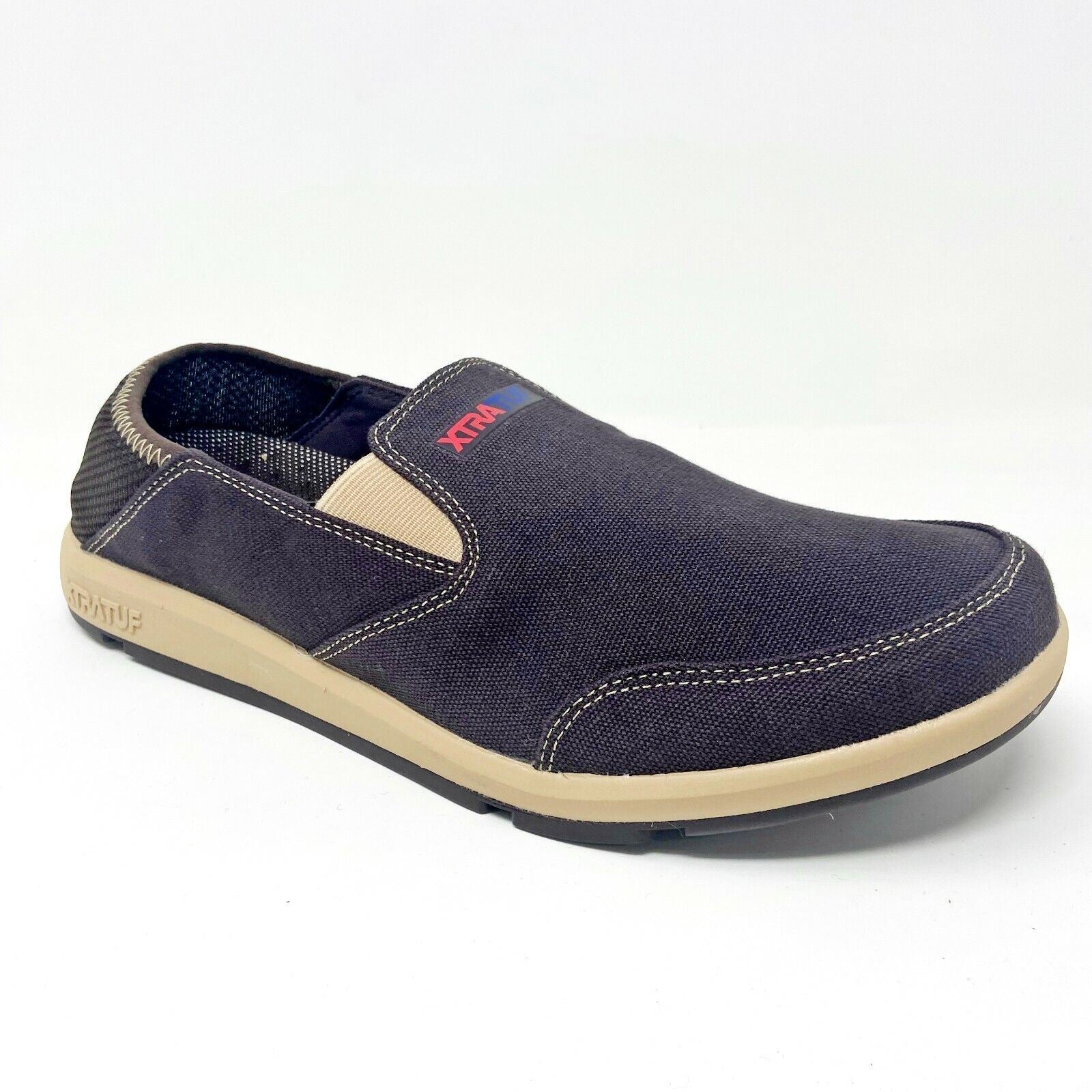 XtraTuf Yellowtail Chocolate Tan Slip Resistant Mens Slip On Canvas Work Shoes
