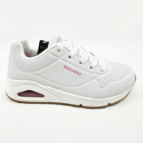 Skechers Uno Stand On Air White Pink Kids Girls Sneakers