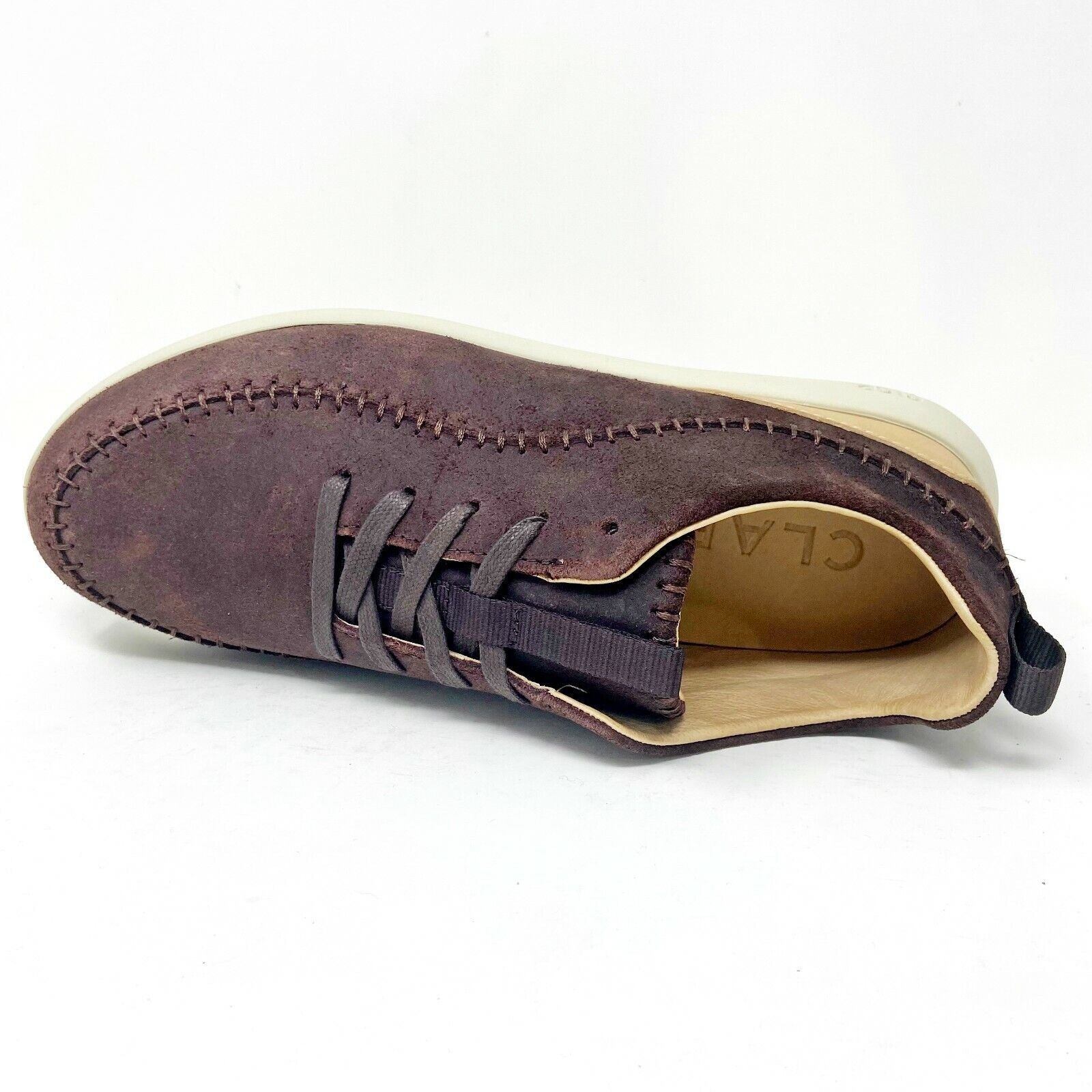 Clae Rialto Umber Waxed Suede Brown Mens Premium Shoes Sneakers