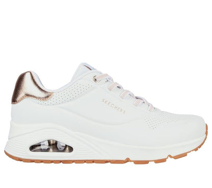 Women's Wide Fit Skechers Uno 155196W Shimmer Away Trainers