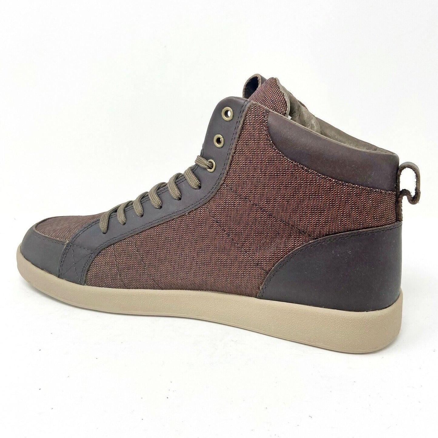 Clae Russell Umber Leather Nylon Canvas Brown Mens Premium Casual Sneakers