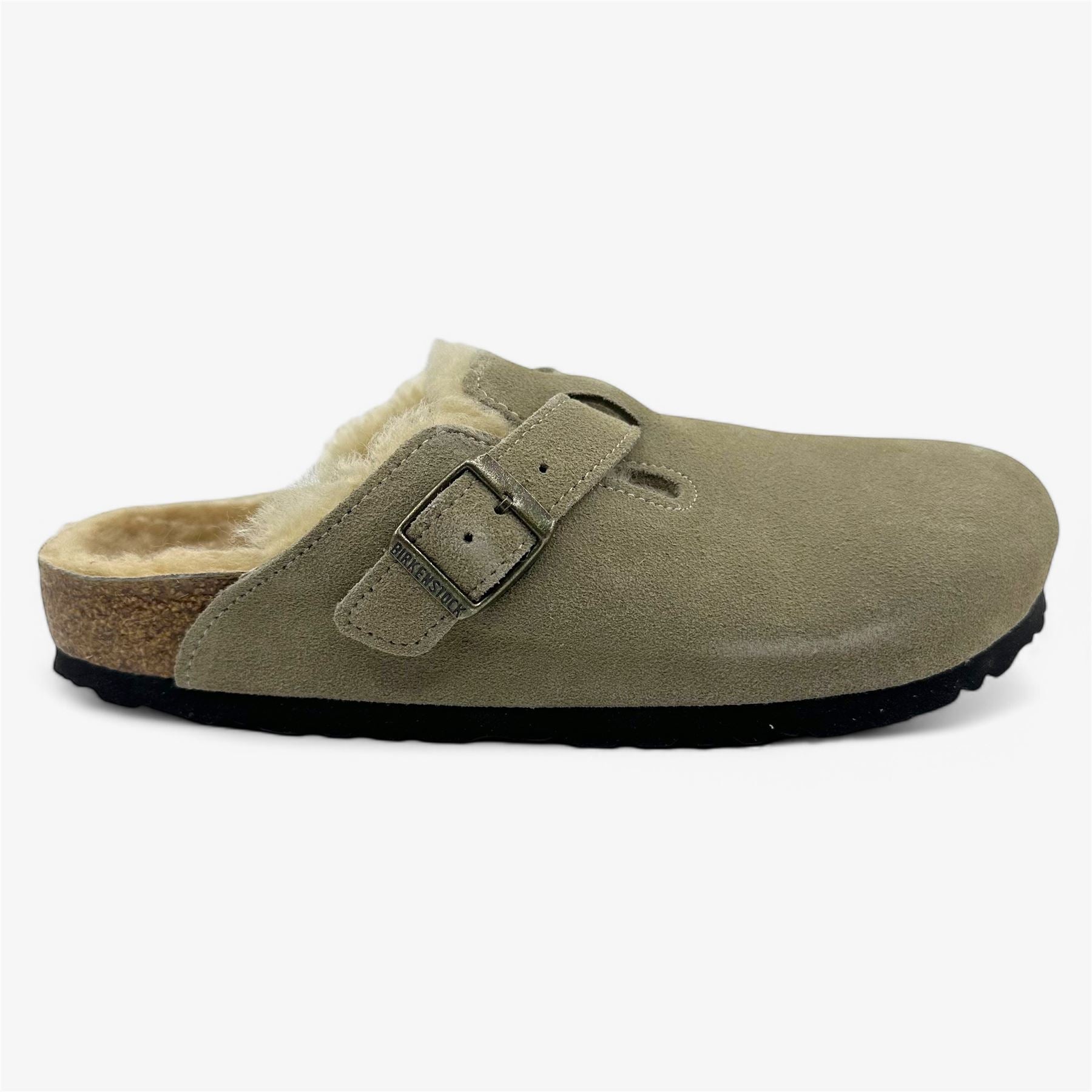 Birkenstock Boston VL Shearling Taupe Womens Casual Soft Footbead Clog