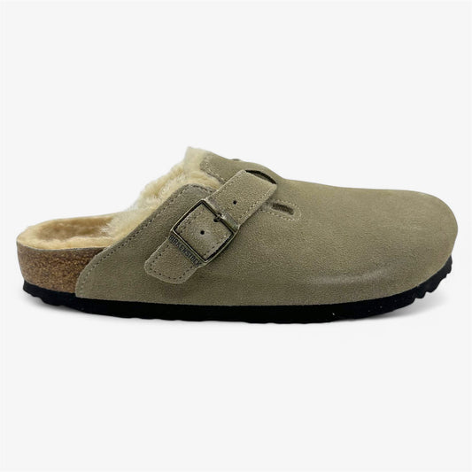 Birkenstock Boston VL Shearling Taupe Womens Casual Soft Footbead Clog
