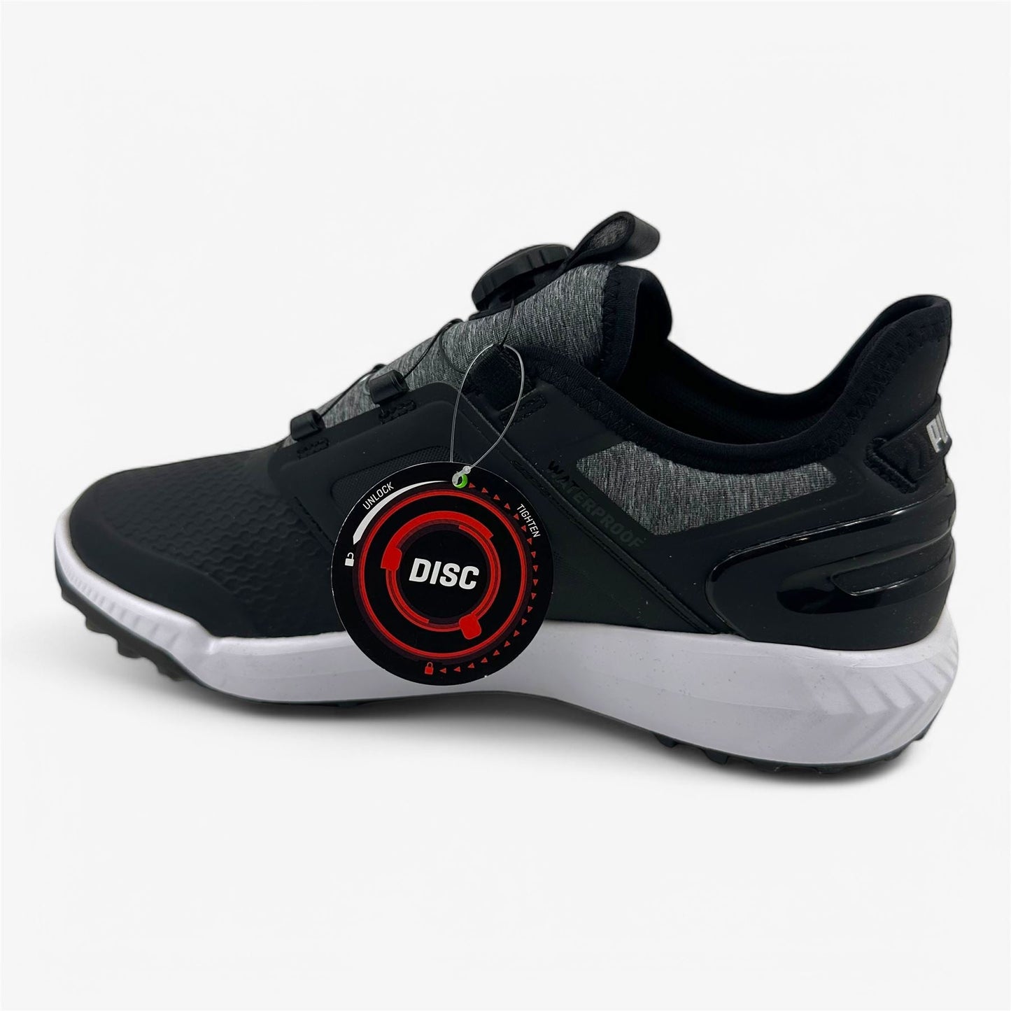 PUMA Ignite Elevate Disc Black Silver Mens Waterproof Golf Shoes