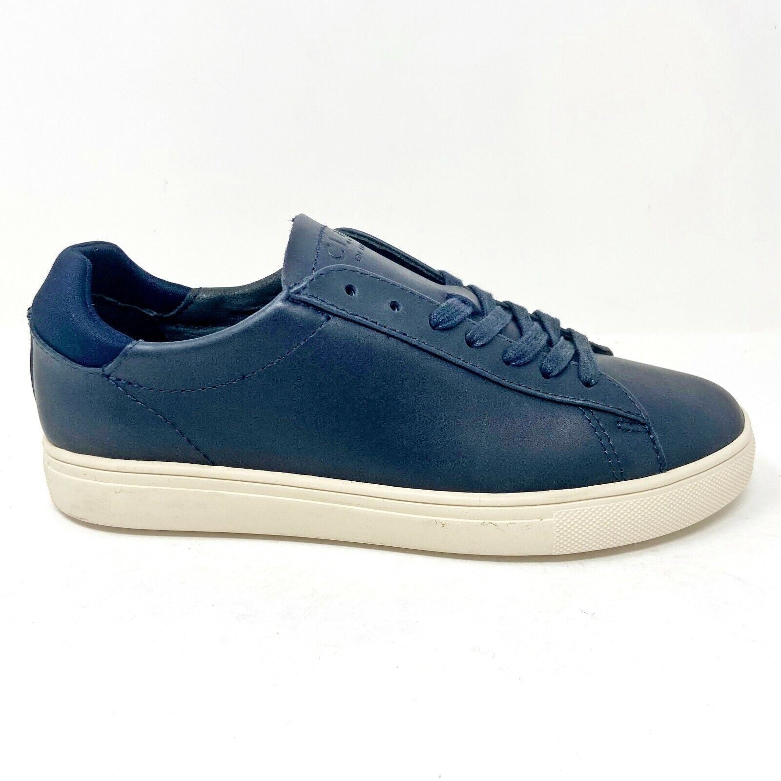 Clae Bradley Navy Full Grain Leather Mens Premium Casual Sneakers