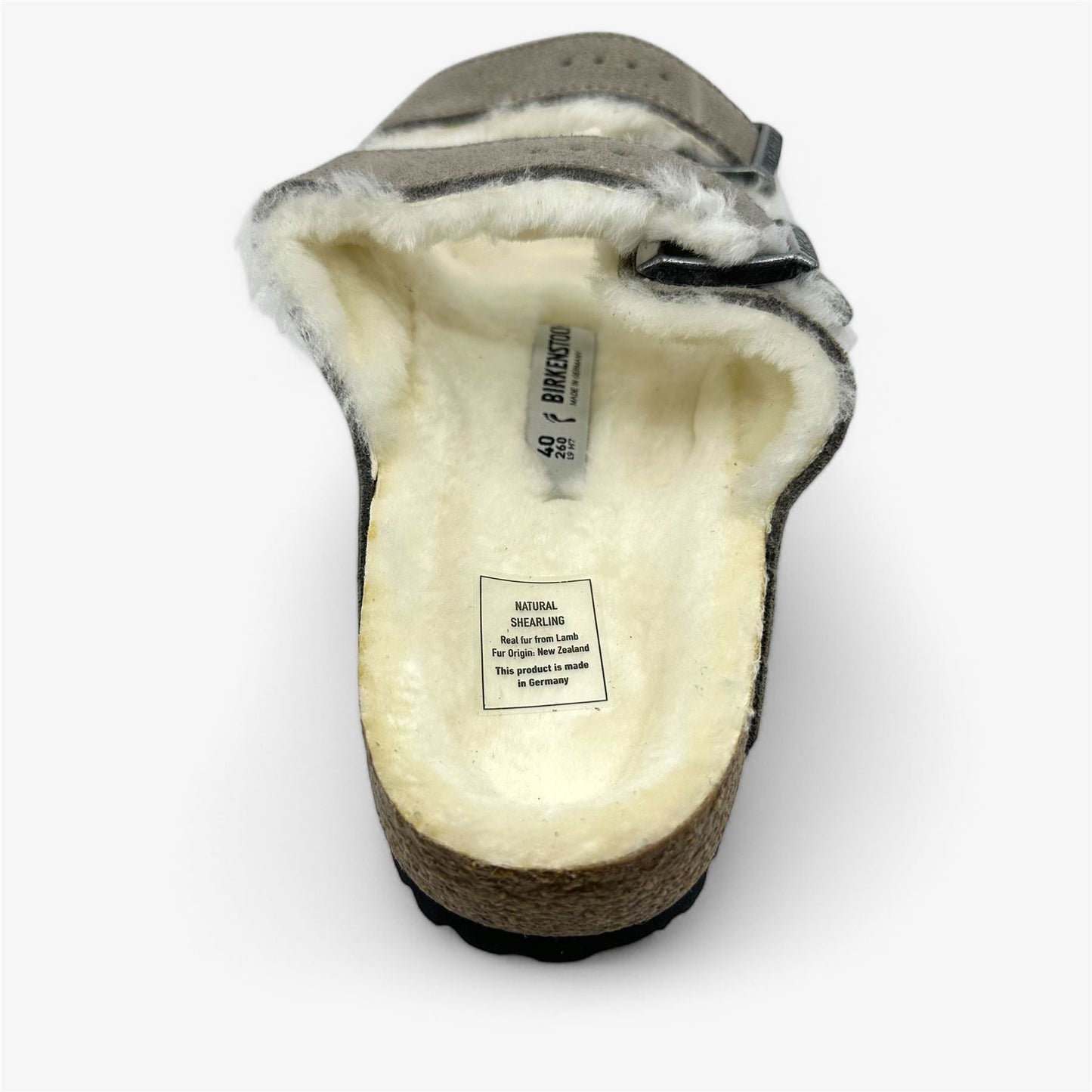 Birkenstock Arizona Shearling Stone Coin Womens Casual Soft Footbead Clog