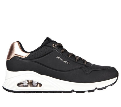 Women's Wide Fit Skechers Uno 155196W Shimmer Away Trainers