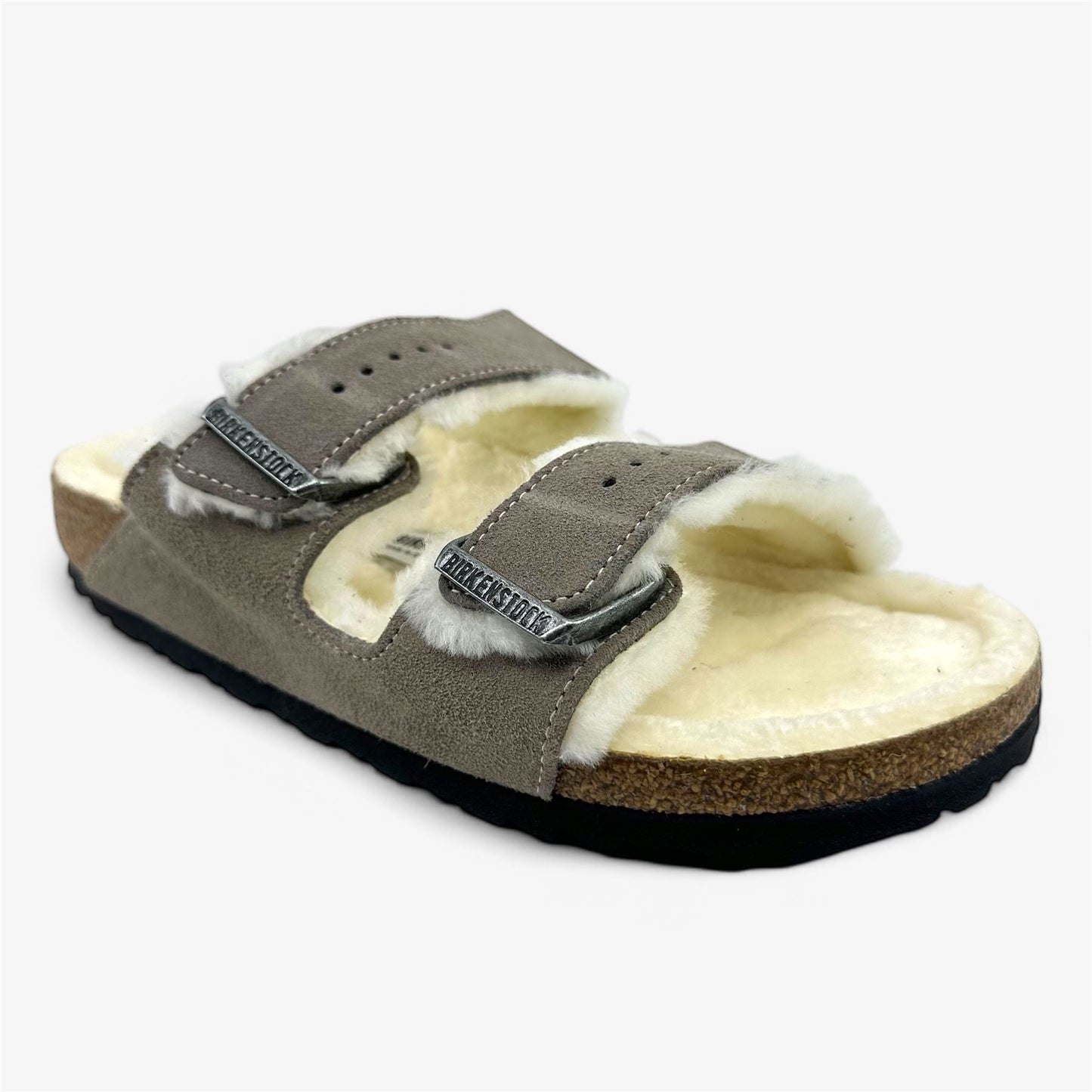 Birkenstock Arizona Shearling Stone Coin Womens Casual Soft Footbead Clog