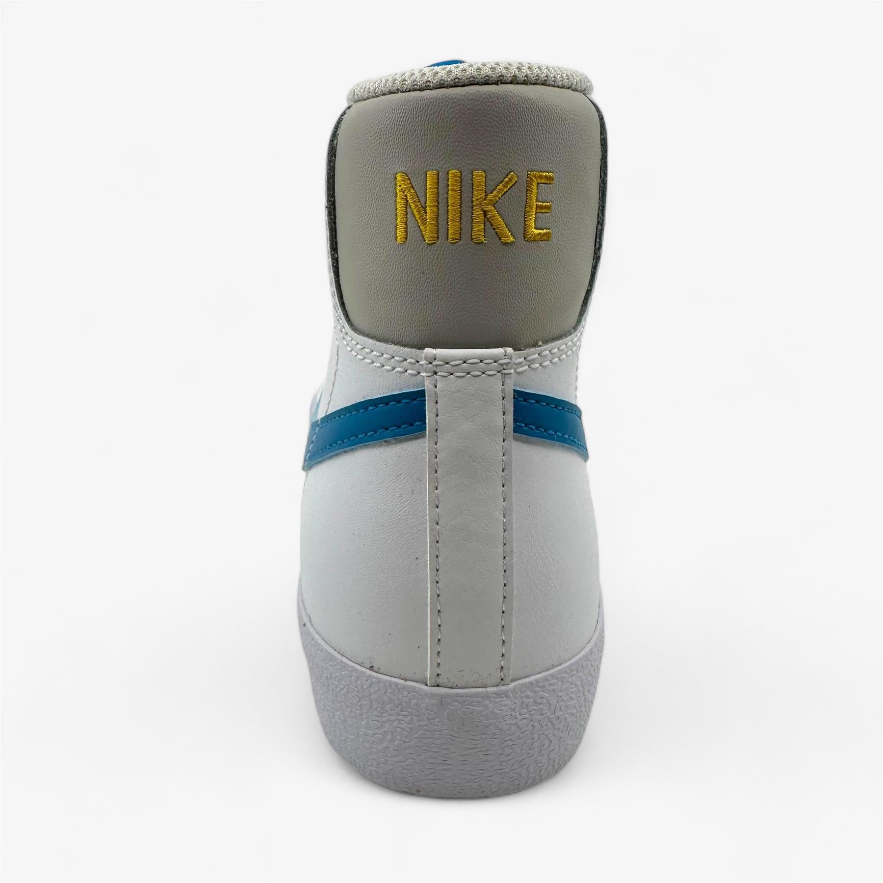 Nike Blazer Mid '77 (GS) White Laser Blue Yellow Ochre Kids Athletic Sneaker