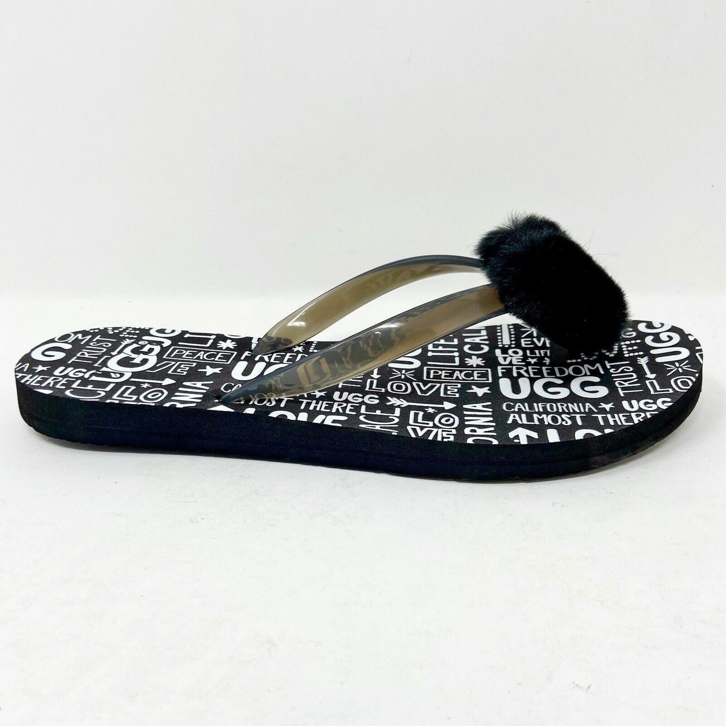 UGG Simi Fluff Manifesto Black Womens Flip Flop Sandals 1101562 BLK