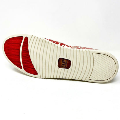 Clae Ellington Textile Fire Cream Canvas Mens Size 10 Premium Casual Sneakers