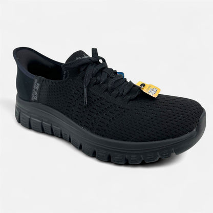 Skechers Graceful First Blush Black Womens Casual Slip Ins Sneaker