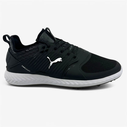 PUMA Ignite Pwradapt Caged Black Silver Mens Wide Waterproof Golf Shoes