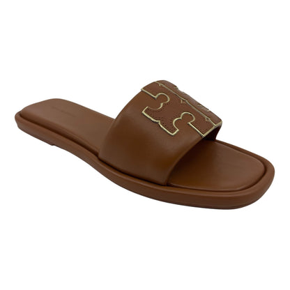 Tory Burch Double T Sport Slide Bourdon Miele Gold Womens Nappa Leather Slide