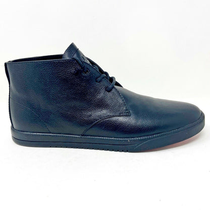 Clae Strayhorn Leather Black Tumbled Leather Black Mens Mid Casual Sneakers