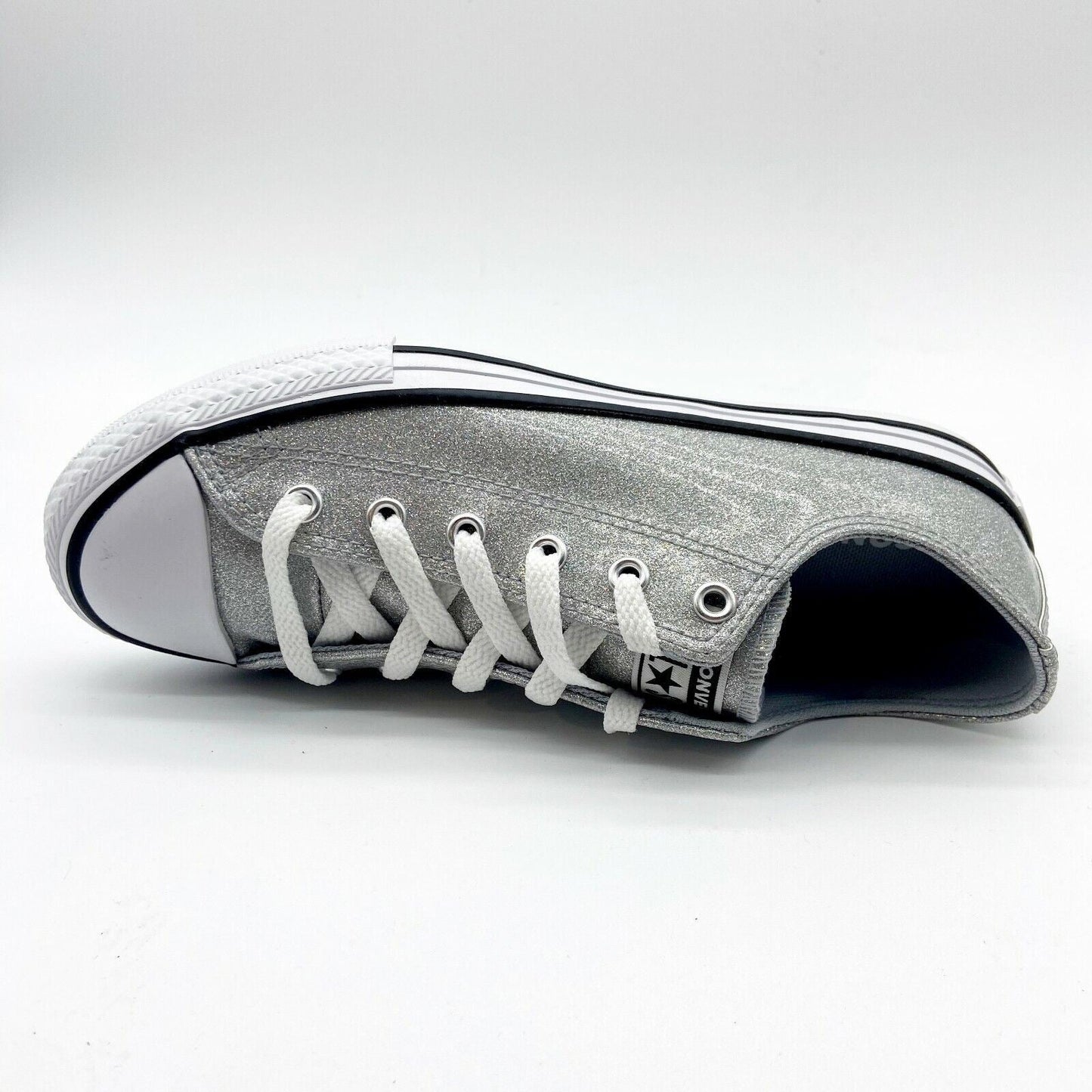 Converse CTAS Ox Wolf Grey Glitter Kids Casual Shoes 666896C
