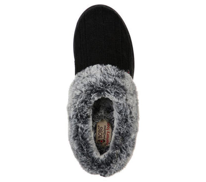 Womens Wide Fit Skechers Keepsakes Ice Angel Mule Slippers - Black